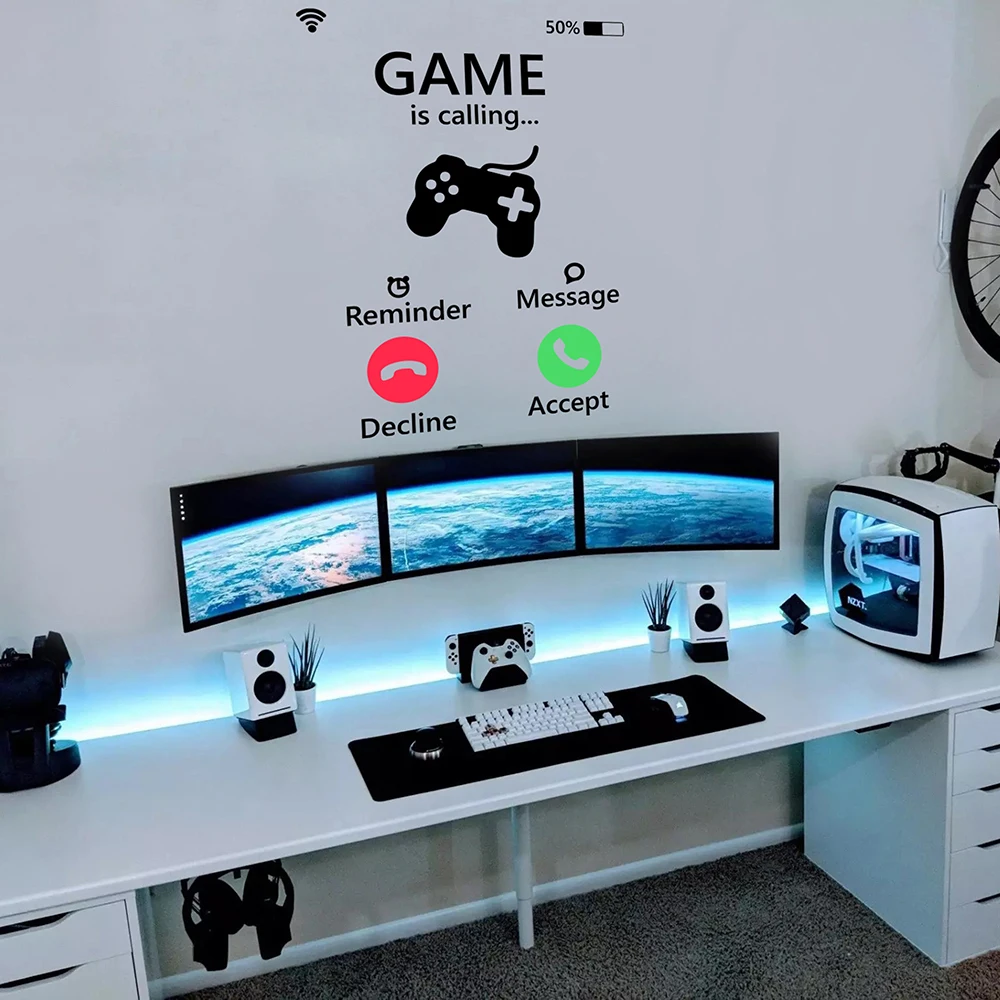 Incoming Call Game Is Calling  Wall Sticker Decal Gaming Zone Playroom Teen Room Video Game Vinyl Home Decor