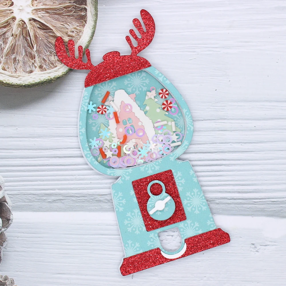 

KSCRAFT Reindeer Gum Ball Shaker Metal Cutting Dies Stencils for DIY Scrapbooking Decorative Embossing DIY Paper Cards