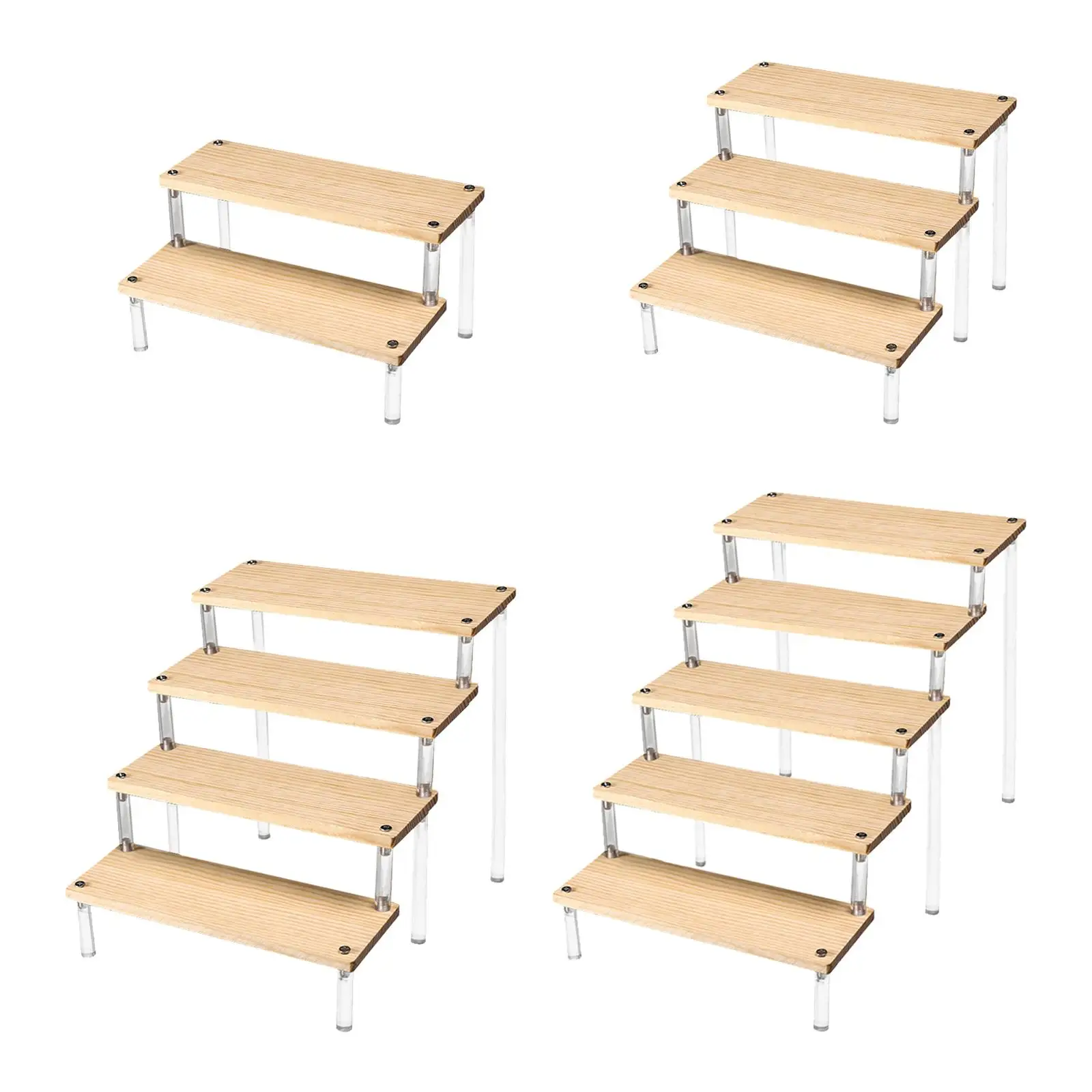 

Acrylic Display Riser Shelves Storage Showcase Fixtures Wood Shelf Display Shelves for Doll Figure Toys Collectibles Cosmetic