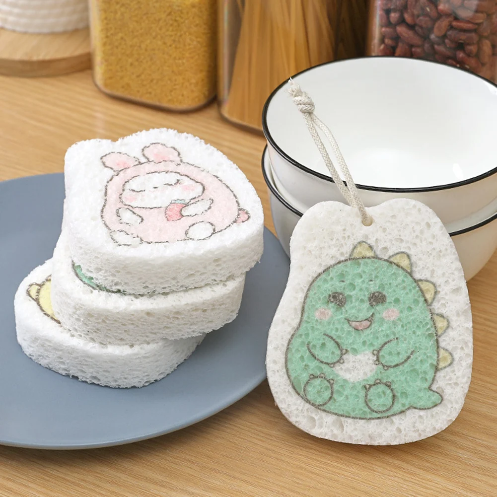 

Home Cleaning Sponges Scouring Pads Compressed Dishwashing Sponges Cartoon Double Sided Dishes Pot Wipe Kitchen Sponge Esponjas