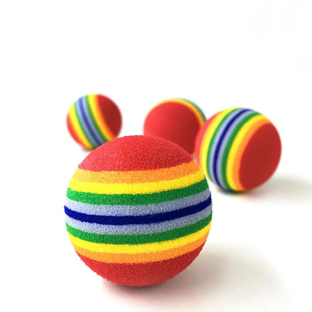 

Funny Pets Dog Puppy Cats Rainbow Striped Chewing Ball Interactive Toy Pet Dogs
