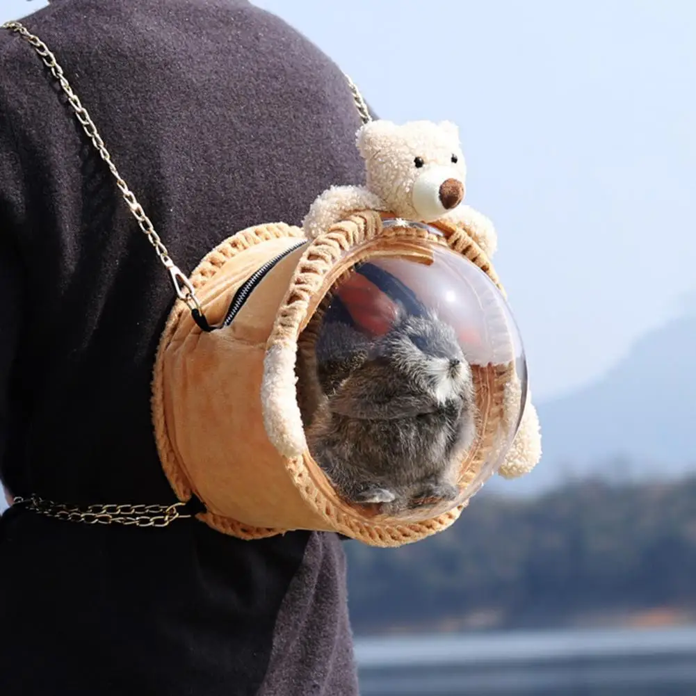 

Pet Carrier Bag Breathable Cute Doll Decor Portable Small Animals Hamster Chinchilla Travel Shoulder Bag for Outdoor Pet Supply