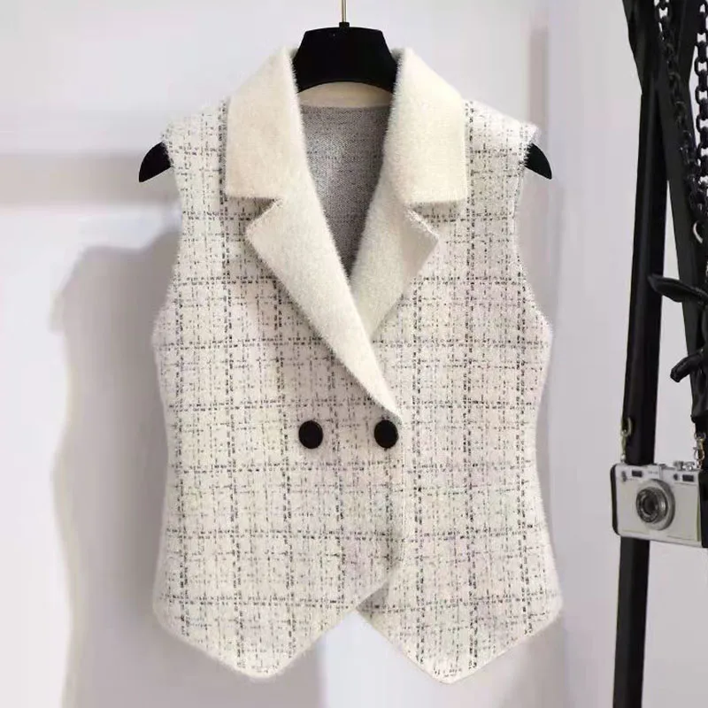 Имитация норки бархатный женский жилет куртка 2024Новый осенне-зимний