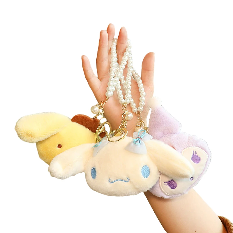 

Sanrios Cinnamoroll Kuromi My Melody Coin Purse Plush Keychains Bead Chain Cute Accessories Kawaii Pendant Anime Figure Buckle