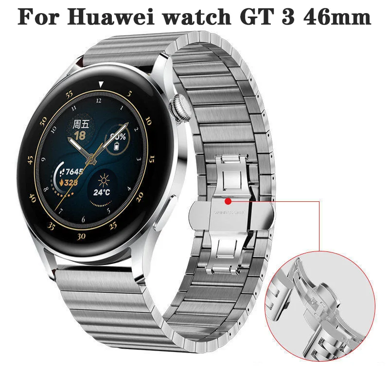 

Классический ремешок для часов Huawei GT 2 42 мм GT3 46 мм, металлический браслет из нержавеющей стали для часов 3 pro GT2 с пряжкой-бабочкой