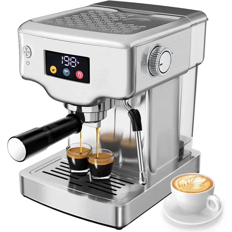 

Stainless Steel Espresso Machine with Milk Frother for Cappuccino, Latte, Touch Screen Espresso Coffee Maker for Home (Modern)