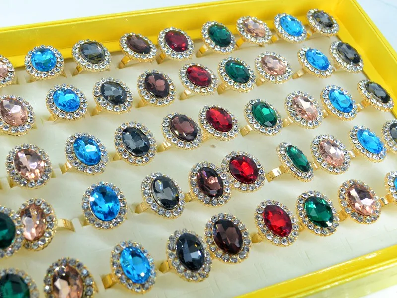 5x Микс Лот Кристалл Рингс Имитация Жемчужина Коктейльное Кольцо ДевочкиЖенщиныПодарокСплав Модное Украшение