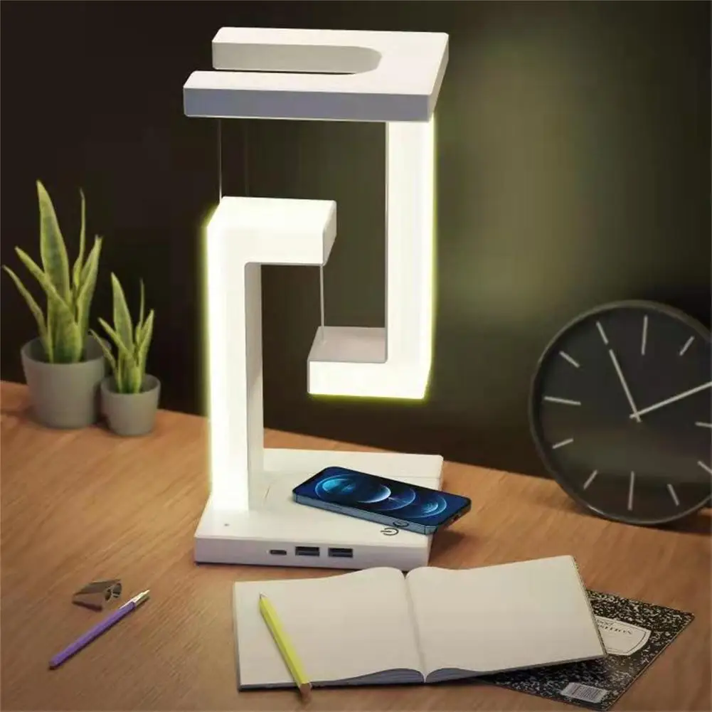 

4w Suspension Anti-gravity Desk Lamp 350lm 3800-3900k Adjustable Led Table Lamp With Wireless Charger