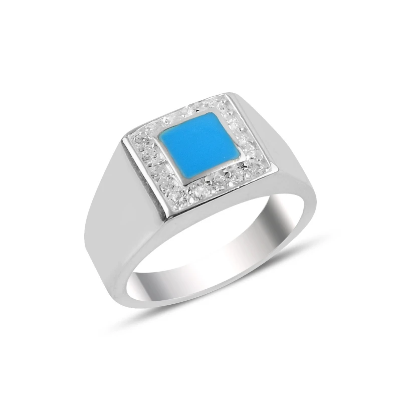 

Silver 925 Sterling Enamel & Zircon Crystal Ring