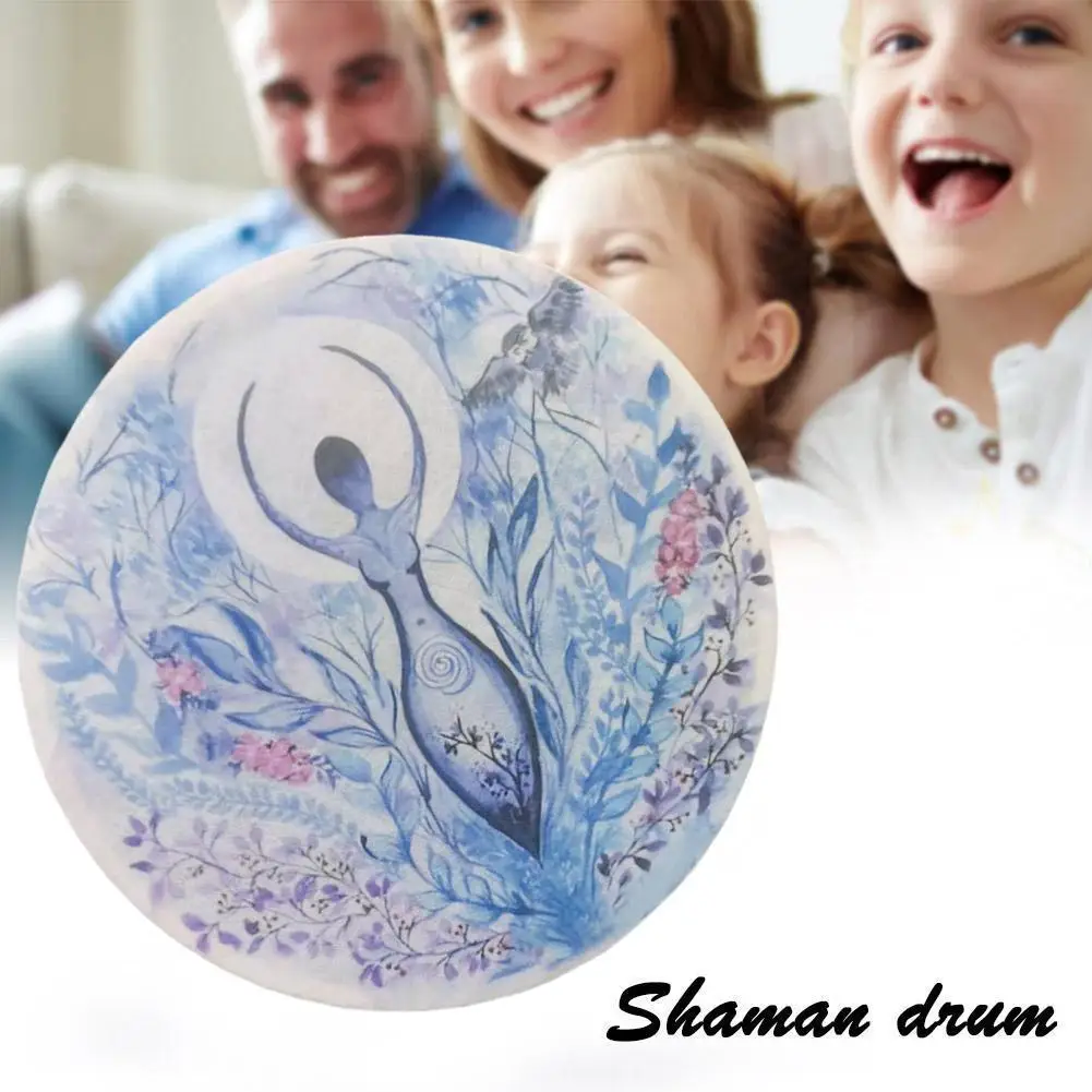 

Fashion Shaman Drum Tree Of Life Pattern Siberian Folk Music Instrument Craft 25cm Musical Handmade Drum L9X1