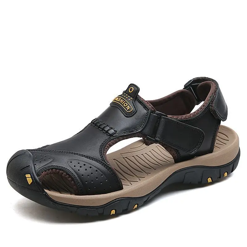 

Classic Men's Sandals Summer Genuine Leather Breathable Cow Shoes Soft Outdoor Roman