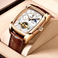 men mechanical watches automatic watch lige tourbillon man luxury square large dial watch waterproof moon phase leather relogio