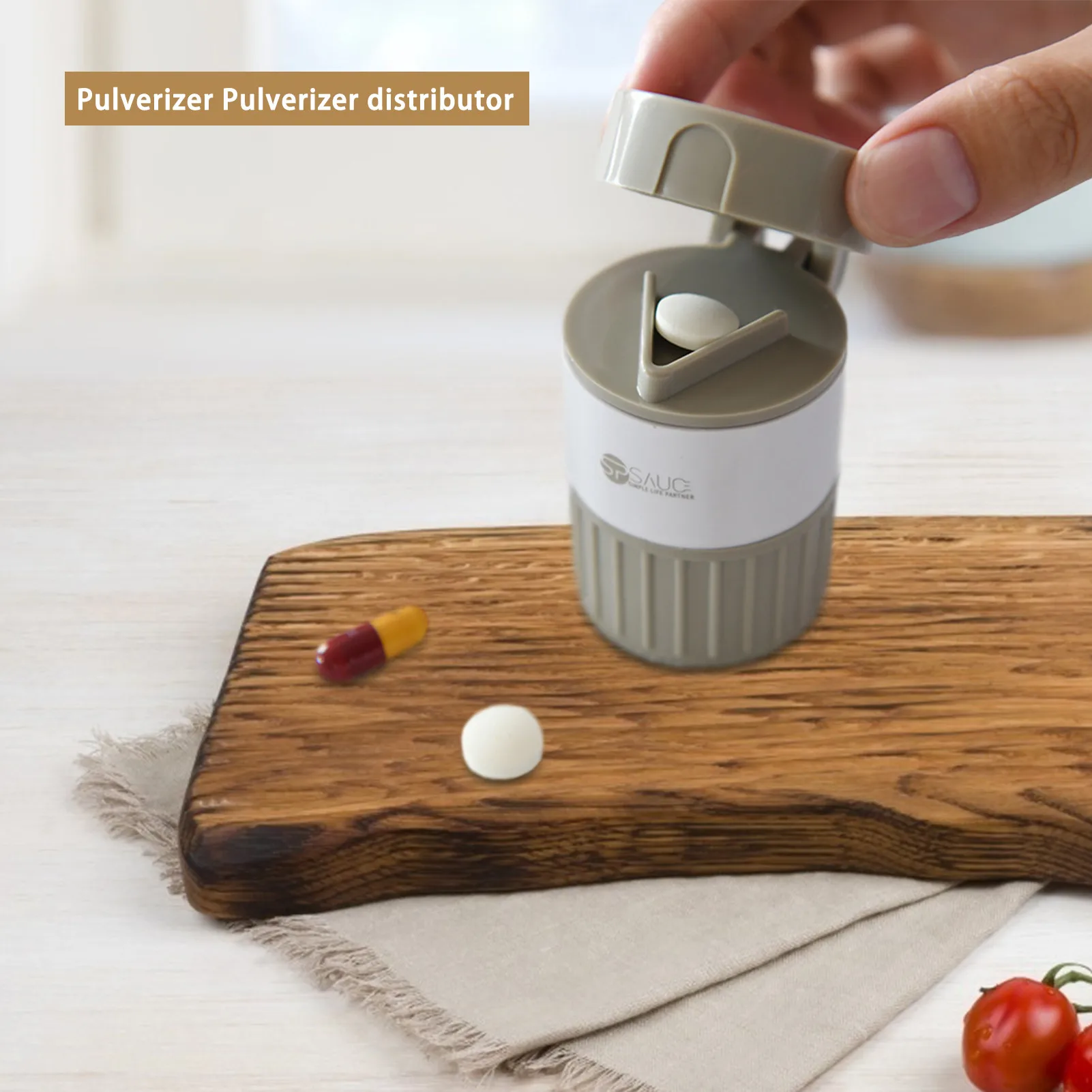

4 In 1 Portable 4 Layer Powder Tablet Grinder Powder Pill Cutter Medicine Splitter Box Storage Crusher Travel Pill Case
