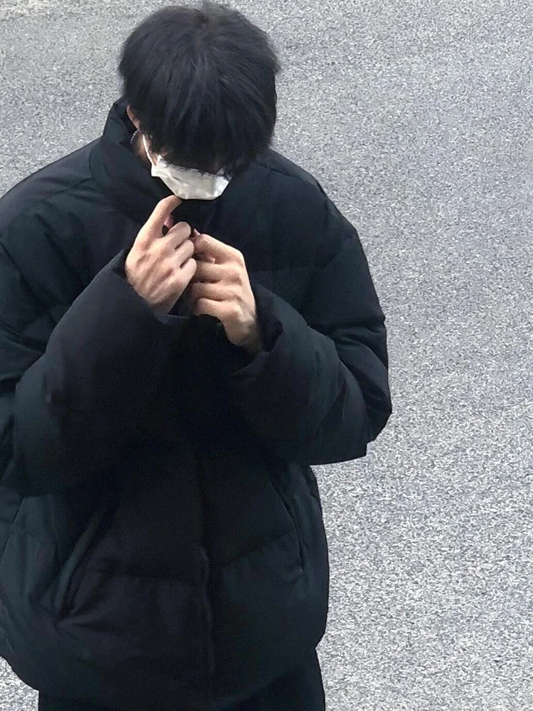 Trendy Brand Letter Print Stand Collar Cotton-Padded Coat Men's Winter Oversize Thickened Loose Hip-hop All-Match Couple look...