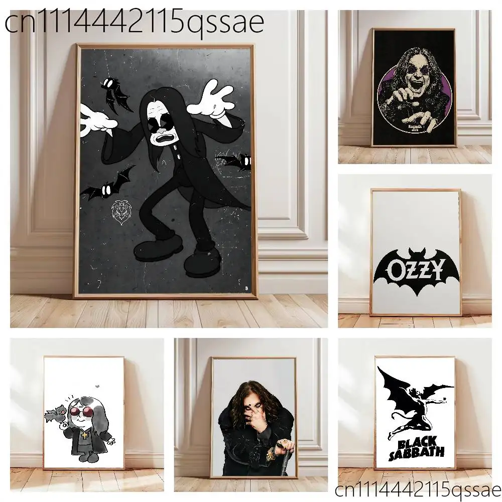Фото Постер B-Black S-Sabbath Ozzy, самоклеящаяся художественная водонепроницаемая бумажная наклейка для декора стен в кофейне, баре, комнате. №1