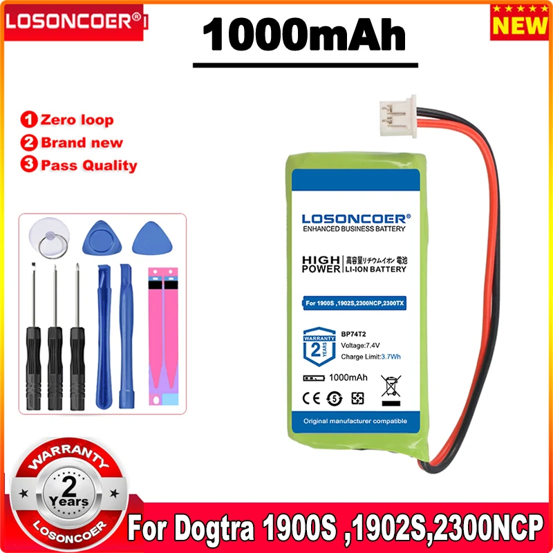 Аккумулятор BP74T2 1000 мАч для передатчиков Dogtra 1900S, 1902S,2300NCP,2300TX,2302NCP,3500-NCP, 3502-NCP батареи