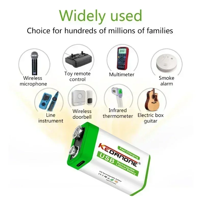 Фото НОВЫЙ литий-ионный аккумулятор 9 В, 12800 мАч, аккумуляторы Micro USB, литиевые батареи 9 В для мультиметра, микрофона, игрушки, пульт дистанционного управления, КТВ №5