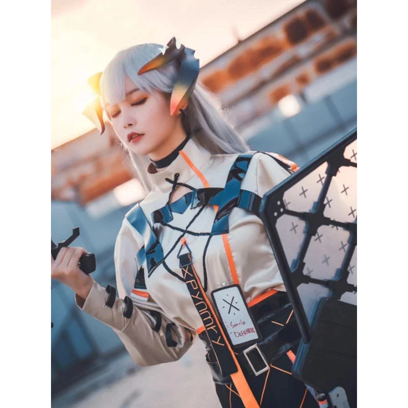Фото DY20Аниме игра Arknights Saria Косплей Костюм Парики Рог Длинный Хвост Женская Униформа Хэллоуин Вечеринка Карнавал Ролевая Игра Одежда Обувь №3