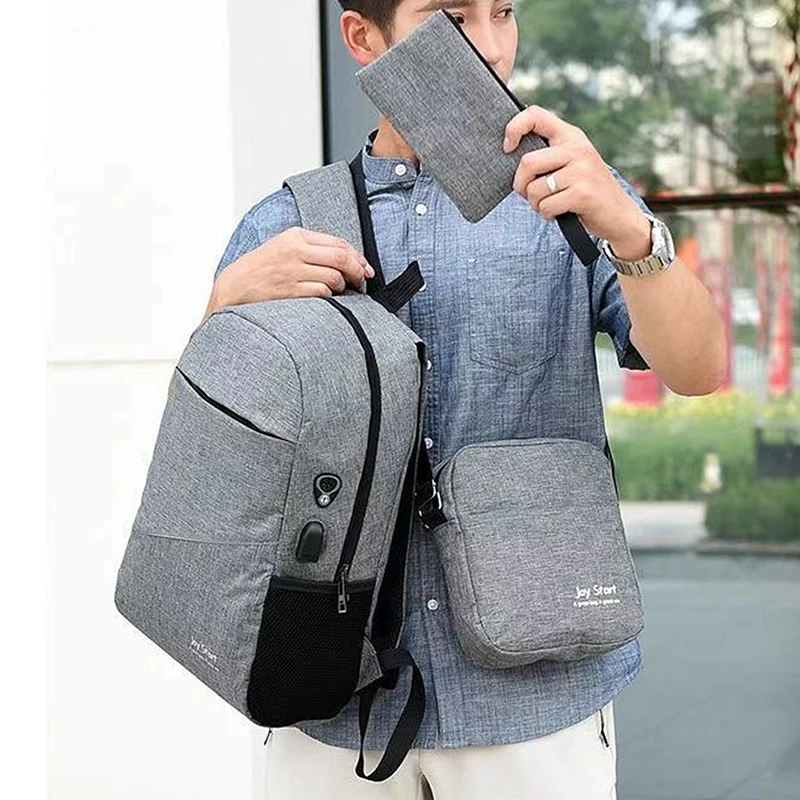 

3Pcs Laptop Backpack For Men Anti Theft Waterproof Canvas Backpack Men Business Travel Bag School Backpack 2022