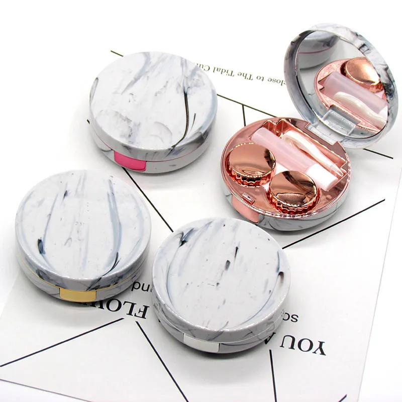 

1Pc Marble Patterns Contact Lens Box Round Plastic ABS Eyes Care Container Kit Holder Travel Glasses Lenses Fashion Classic Box