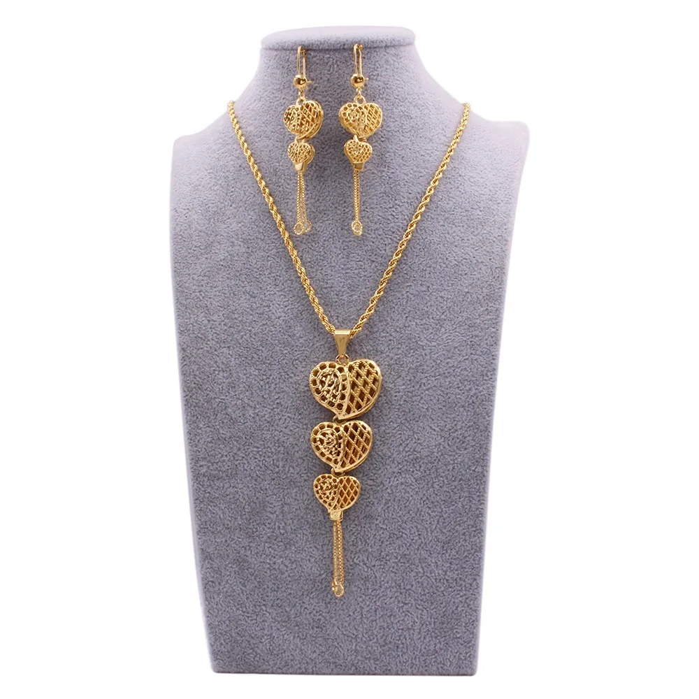 

New RoseL Arabian 24K gold jewelry set women's middle Eastern wedding necklace earring set Delicate craft High qualitySaudi