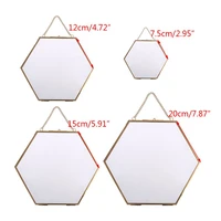 hexagon floating hanging photo frame metal glass portrait picture plant specimen display holder double sided home decoration