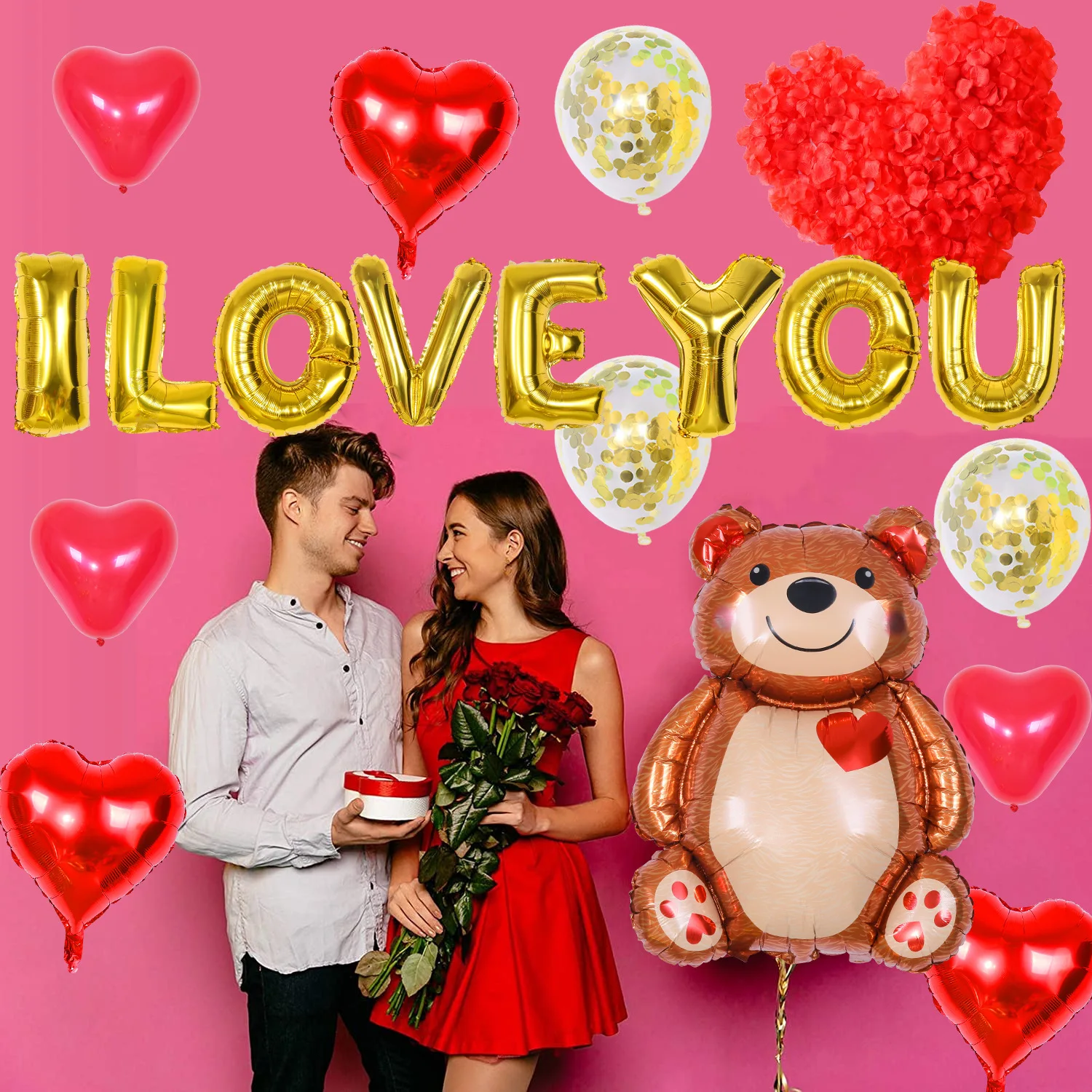 

Valentine's Day Tanabata Birthday Party Decoration LOVE Aluminum Film Balloon Package Wedding Room Wedding Arrangement Balloons