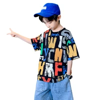 new arrivals summer boys korean t shirts fashion letter print hot sale t shirts children pullover short sleeve tees tops clothes