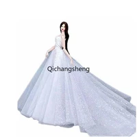 16 bjd white sequin fishtail wedding dress for barbie doll clothes for barbie accessories princess club party gown toys 11 5