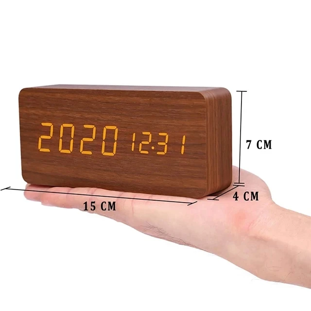 

Wooden Digital Alarm Clock LED Alarm Clock With Temperature Desk Decorating Bedroom Decoration Table Decorations Electronics