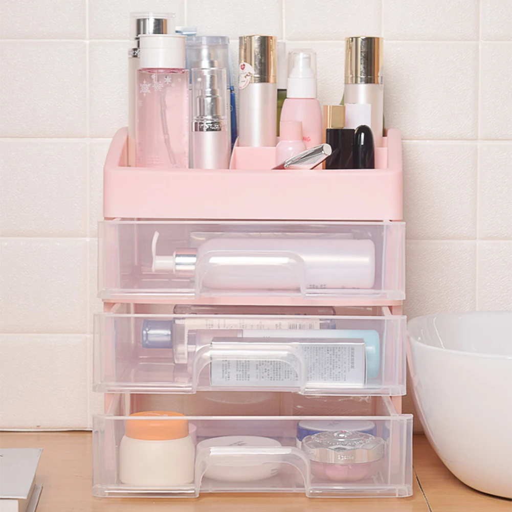 

Makeup Organizer Jewelry Cosmetic Finishing Case 3 Layers Drawer Storage Box Office Creative Home Gadgets Sepet