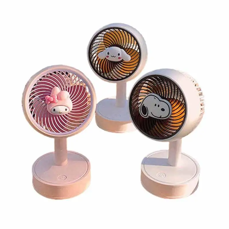 

9inch PVC Sanrios Cinnamoroll My Melody Kuromi Kawaii Desktop Mini Student Small Desk Fan Mute Portable Cute Usb Charging Fan