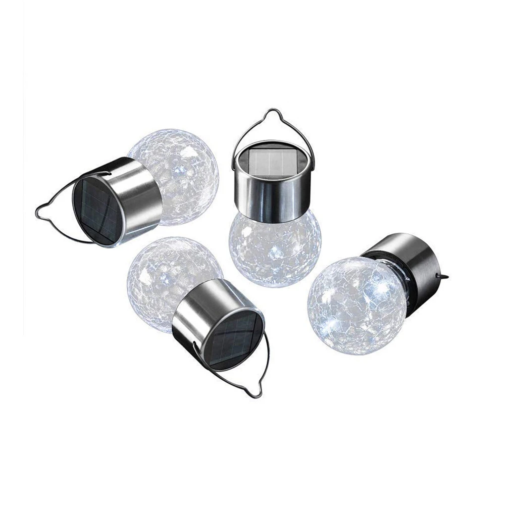 

Solar Glass Bulb Lamps Warm Crack Glass Bottle Solar Jar Lighting Wedding Hanging Jar Lights Waterproof Patio Garden Lanterns