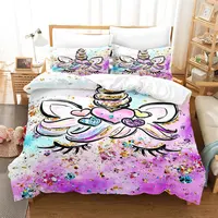 Magical Unicorn Ultra Soft Girls King Queen Bedding Set Microfiber With Sparkle Stars Print Duvet Cover Pillow Case Home Textile