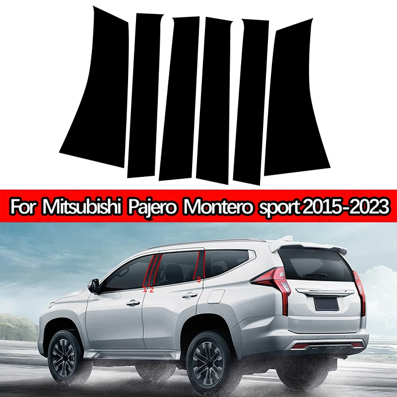 

6 шт., наклейки на обшивку автомобильных окон и дверей для Mitsubishi Pajero Sport Montero Sport 2015-2021 2022 2023, стойки, автостайлинг