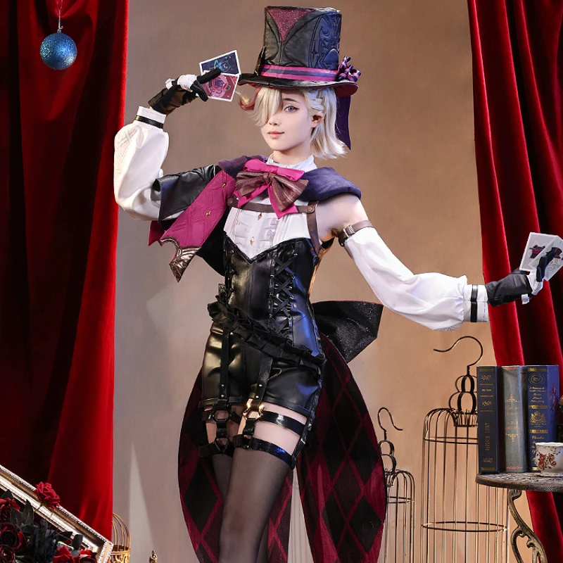 

Lyney Cosplay Costume Genshin Impact Wig Shoes Bow Prop Cosplay Weapons Halloween Christmas Party Props for Comic Show