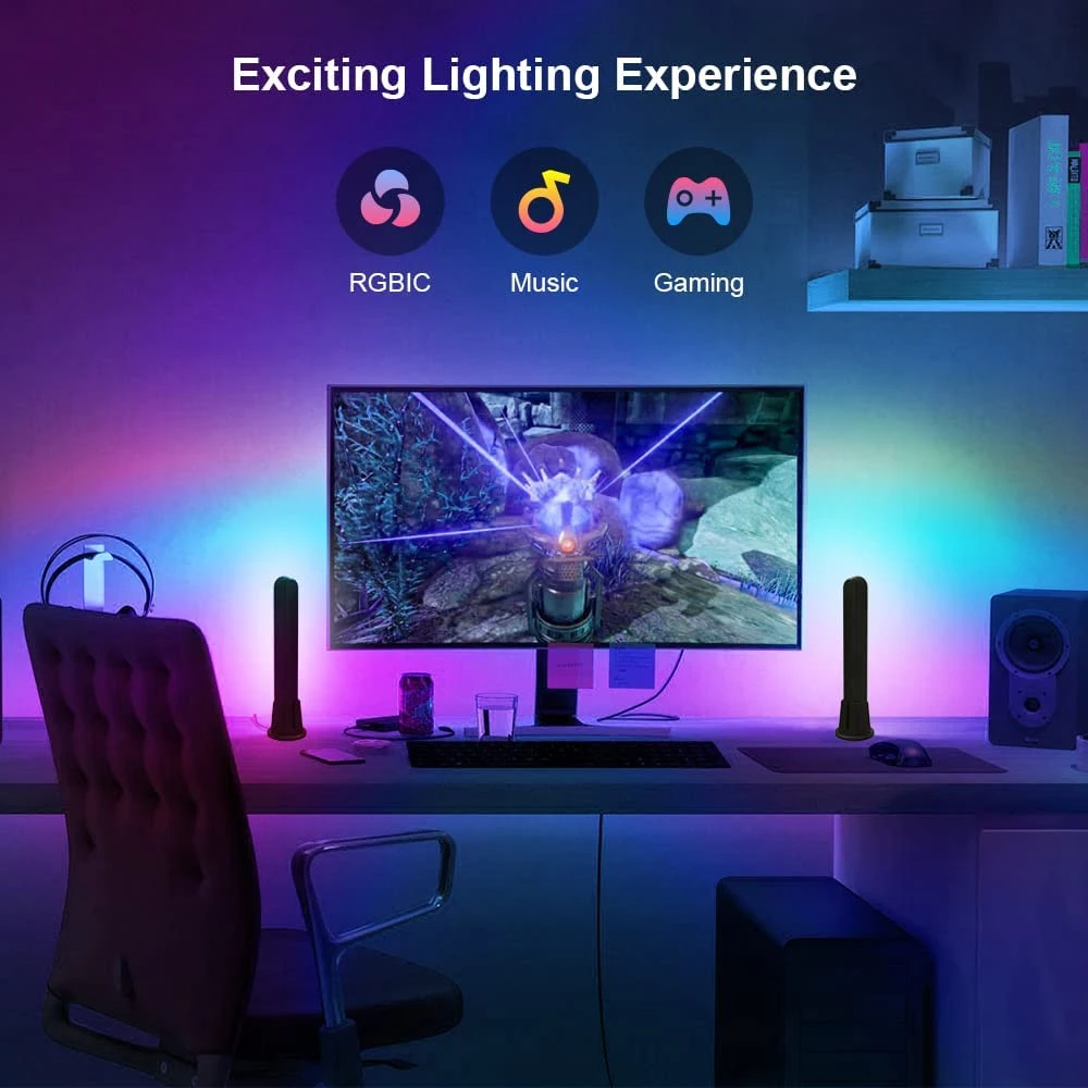 wifi smart led light bar rgb atmosphere light music synchronization 12 modes tv wall computer game room decoration night light free global shipping