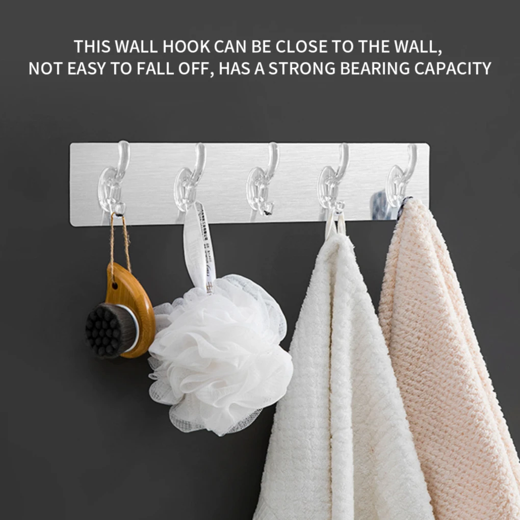 

Kitchen Wall Hanger Shelf 3/5 Hook Rack Self Adhesive Hanging Stand Livingroom Key Hat Towel for Bathroom Bath Stuff
