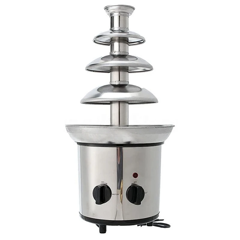 4 Tier Stainless Steel Electric Chocolate Fondue Fountain Machine Warmer Machine For Candy Butter Cheese