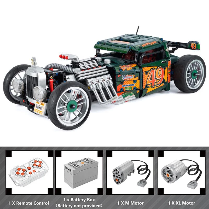 

NEW 2618Pcs Technical Remote Control Vintage Car Toys MOC T50 Classic Car Set Building Blocks Bricks For Kids Christmas Gifts