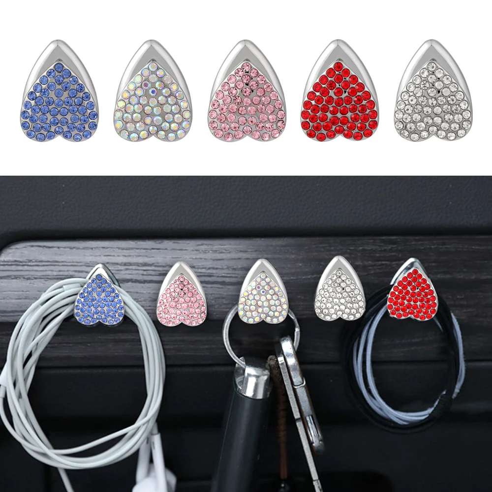 

1pcs Creative Crystal Rhinestone Home Wall Decorations Car Hooks Door Hanging Car Mounted Hooks Groceries Bag Hanging