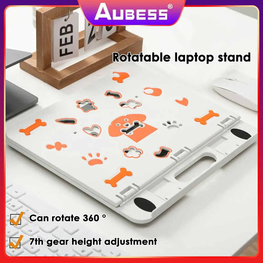 

Load Bearing 30kg Laptop Stand Baffle Design Perforated Hollow Mobile Phone Holder 7 Gear Height Adjustable Rotating Base