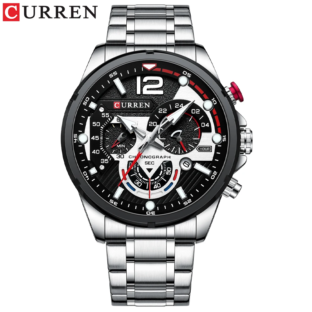 

CURREN Stainless Steel Quartz Men's Watches Chronograph Date Fashion Wristwatch For Men Luminous Hand Sport Male Clock Relogio