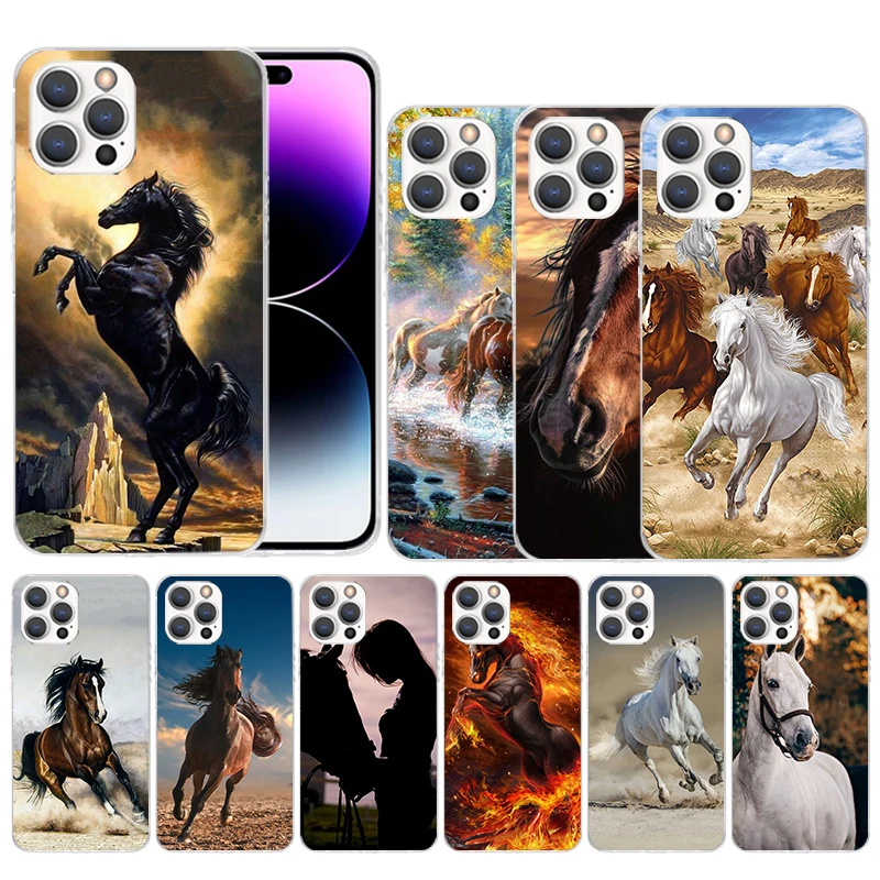 

Horse Great Beauty Galloping Soft Cover for iPhone 14 13 12 Mini 11 Pro Max Print Phone Case X XS XR 7 Plus 8 + 6 6S 5 SE Patter