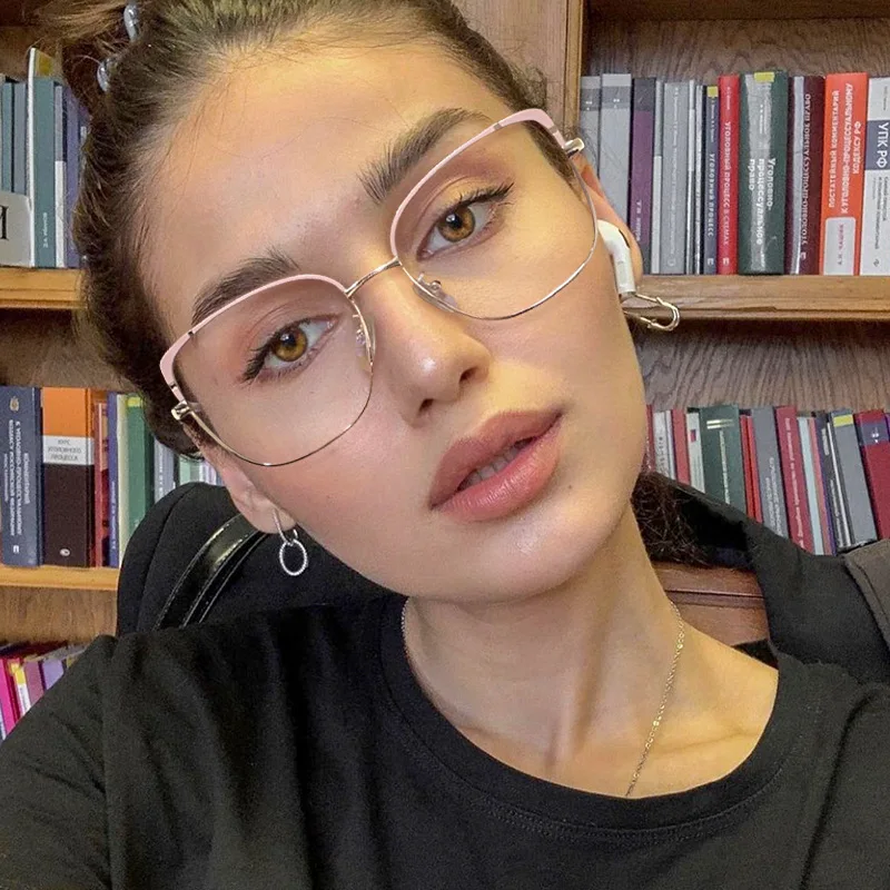 

95799 New TR90 Metal Glasses Frame UV400 Anti-blue Glasses For Women Spring Leg Anti-ultraviolet Computer Goggles