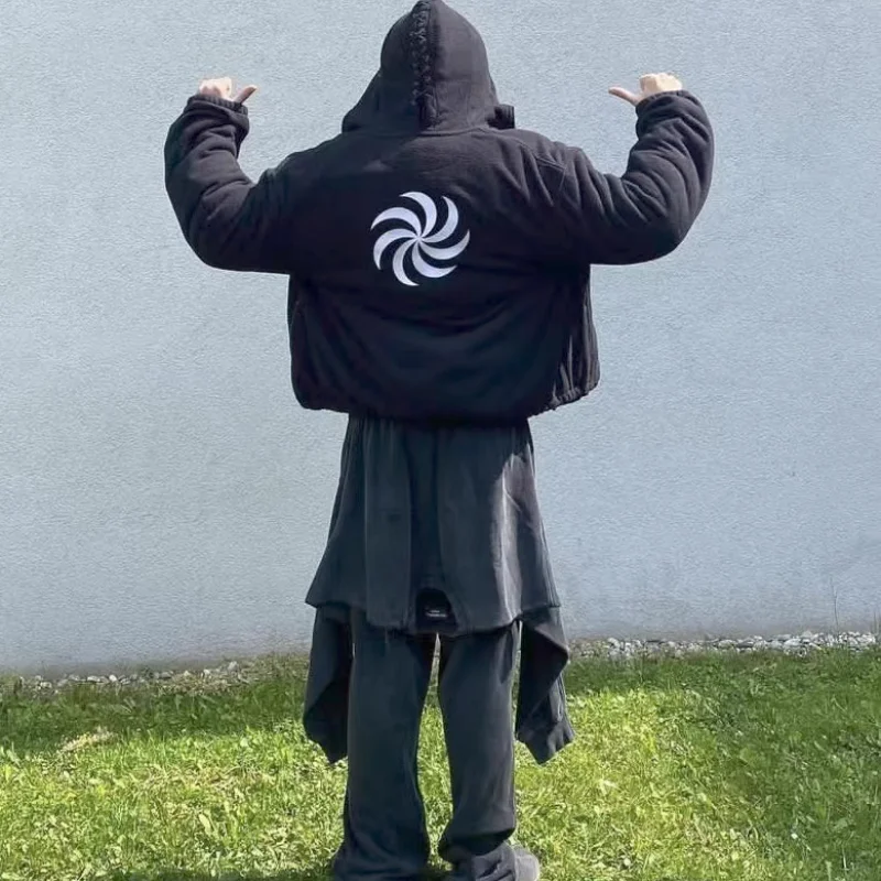 

New VTE Jacket for Men Y2k Streetwear Fashion Women Clothing Black Rocker Velvet Hoodies Zipper Mask 1:1 High Quality