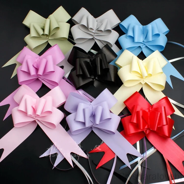 

100pcs Solid Color Grey / Black / Champagne Large Pull Bow Ribbon Gift Packing Flower Bow Party Decor Wedding Car Decoration
