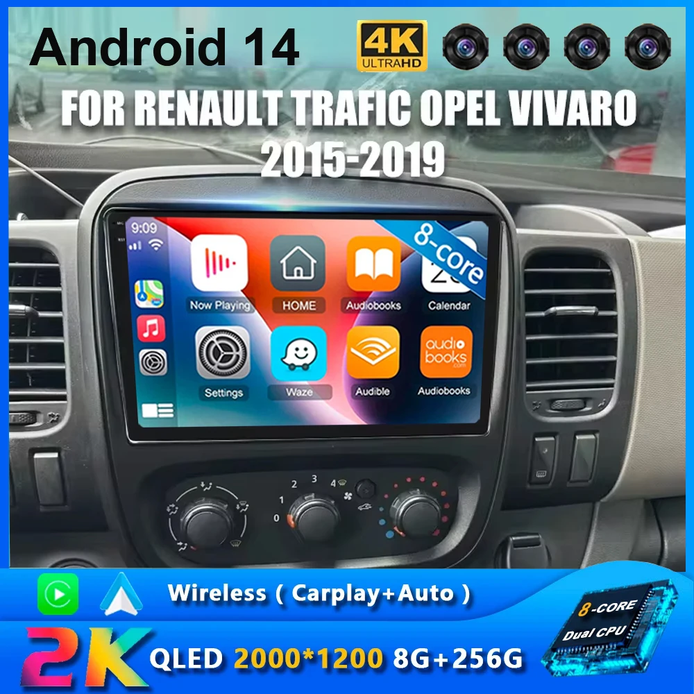 9 &quotAndroid 14 Carplay автомобильная стереосистема для Renault Trafic 3 2014-2021 Opel Vivaro B 2014-2018