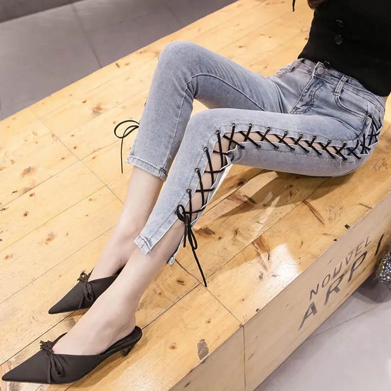 

Pencil Pants Sexy Korean Streetwear Women Large Size Women's Clothing 2023 Denim Jeans Woman High Waist Urban Harajuku Fashion