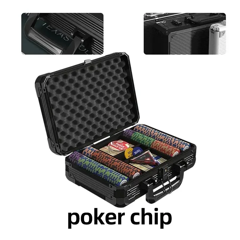 Texas Hold ɾm Poker Многопользовательский чип-бокс Pro Game Set 200 шт. Казино